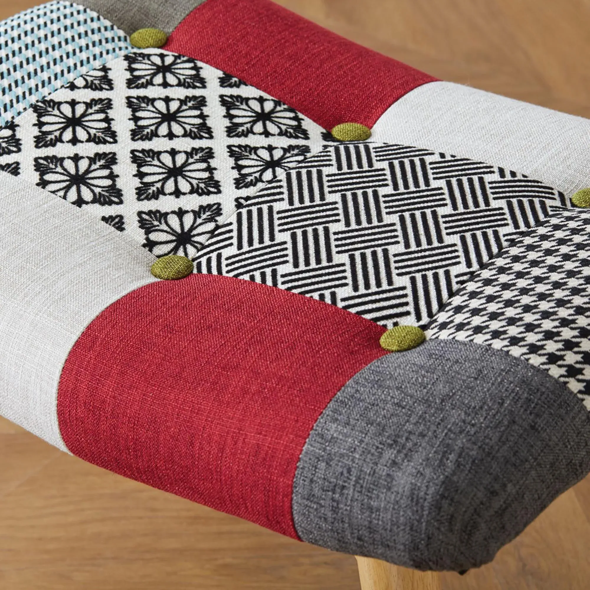 Sloane Patchwork Fabric Footstool - Multi Coloured