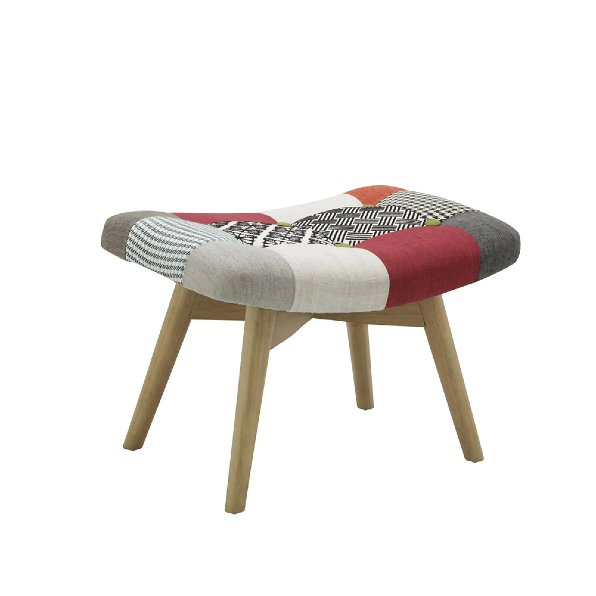 Sloane Patchwork Fabric Footstool - Multi Coloured