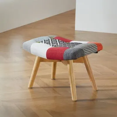 Sloane Patchwork Fabric Footstool - Multi Coloured image