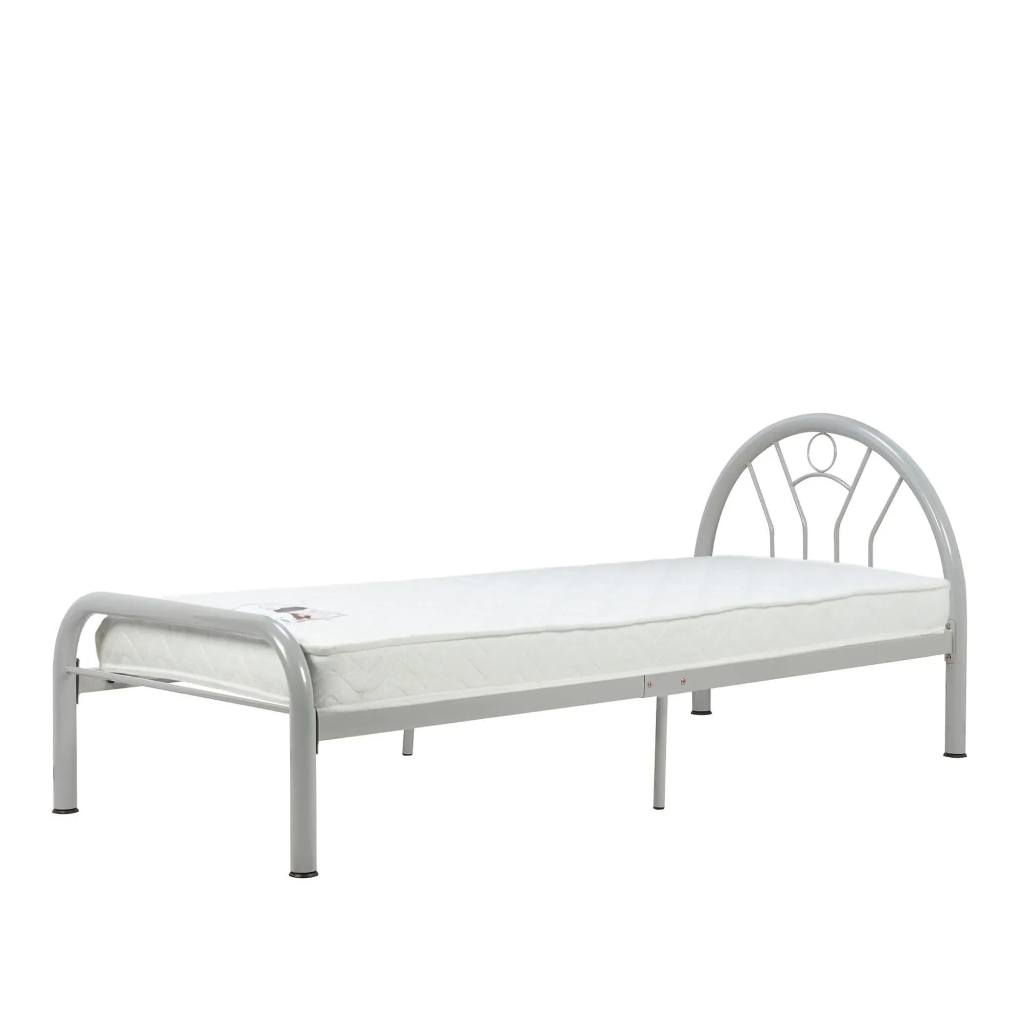 Solo Single Bed Frame - Silver, Metal