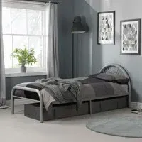 Solo Single Bed Frame - Silver, Metal