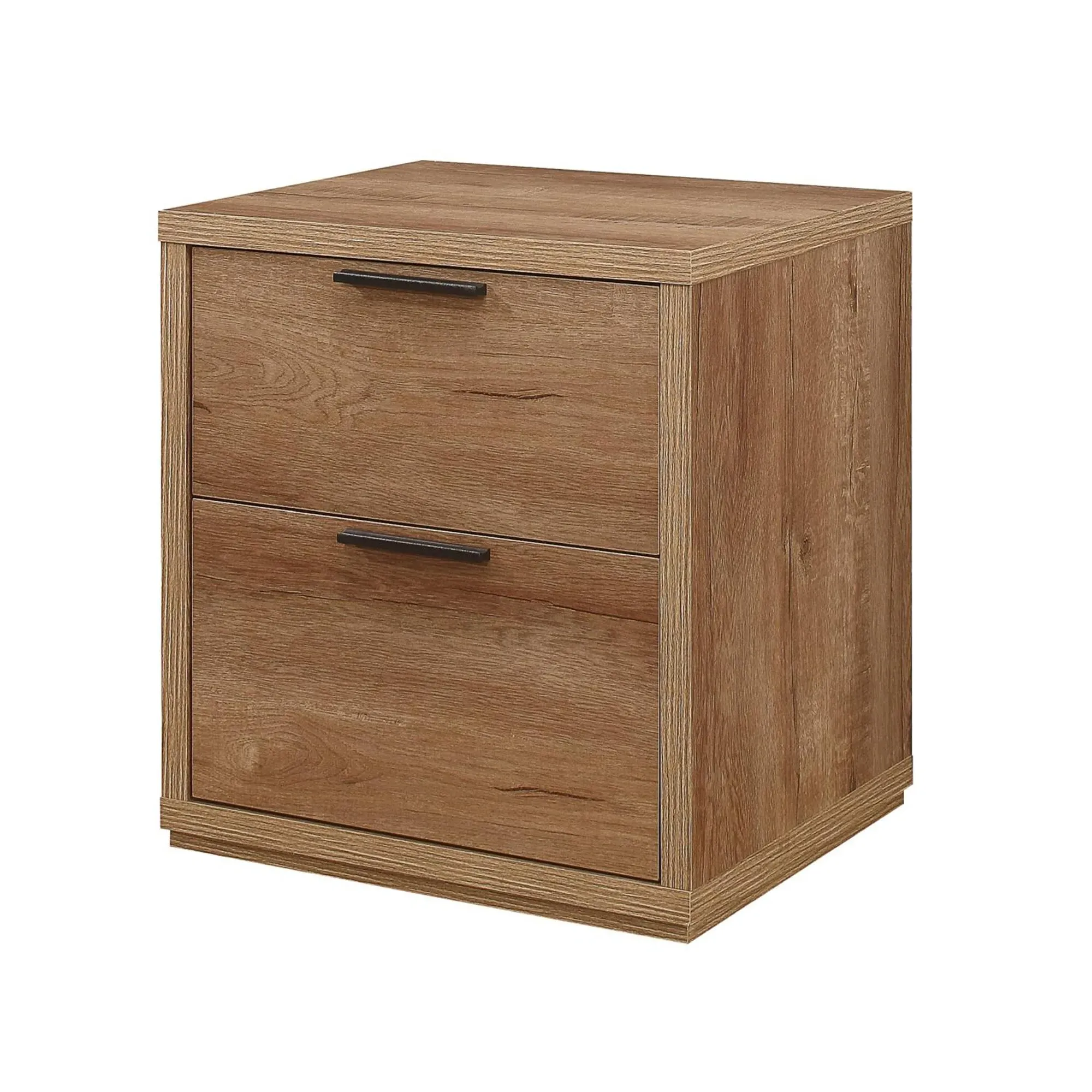 Stockwell 2 Drawer Bedside Cabinet - Rustic Oak
