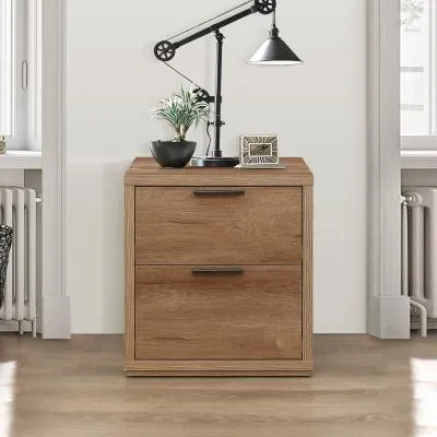 Stockwell 2 Drawer Bedside Cabinet - Rustic Oak image