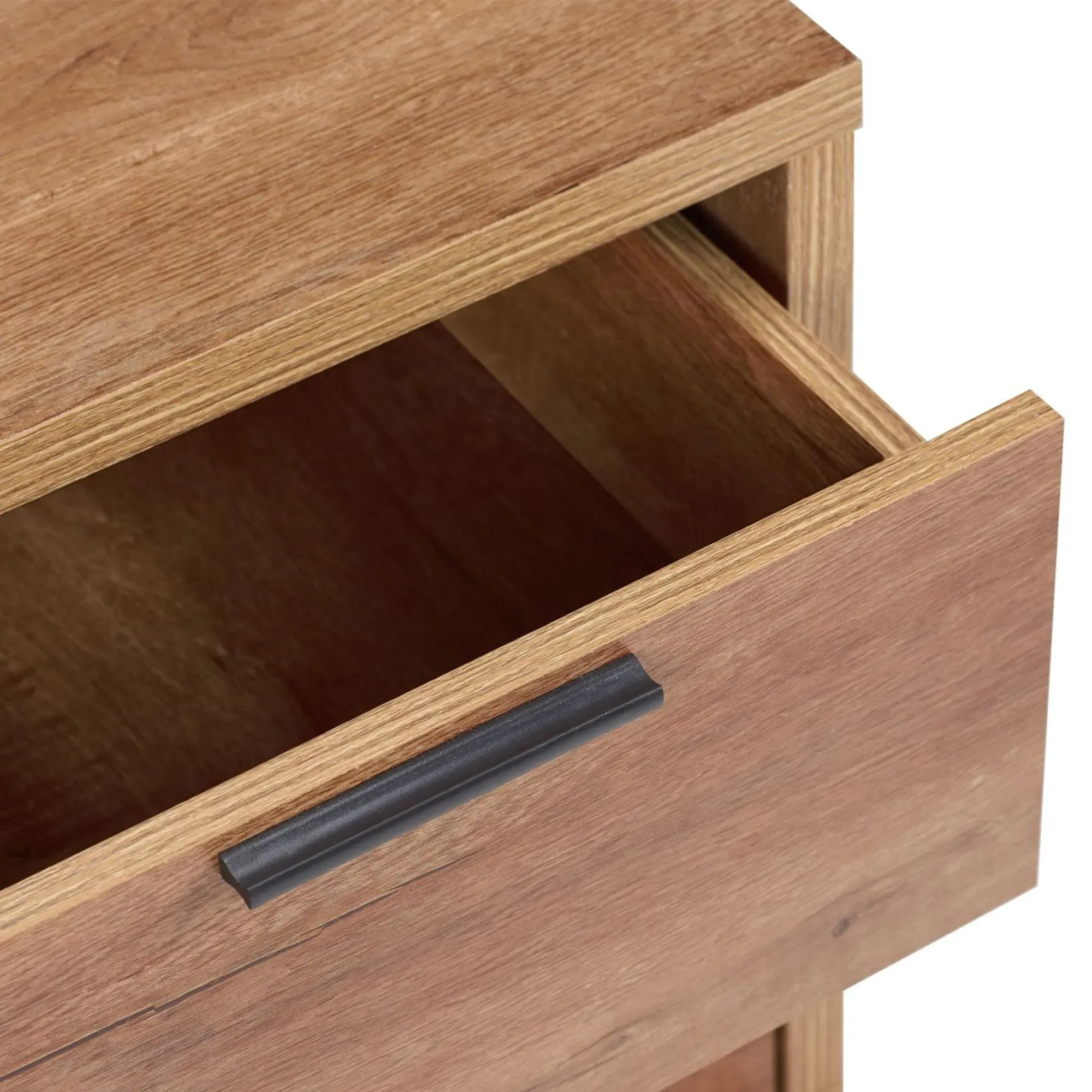 Stockwell 3 Door Wardrobe with 2 Drawers - Rustic Oak