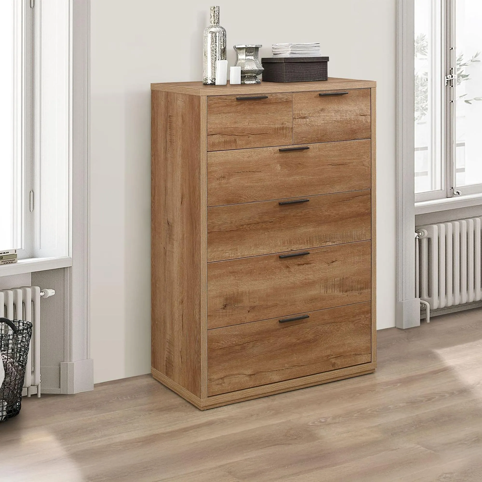 Stockwell 4+2 Drawer Chest - Rustic Oak