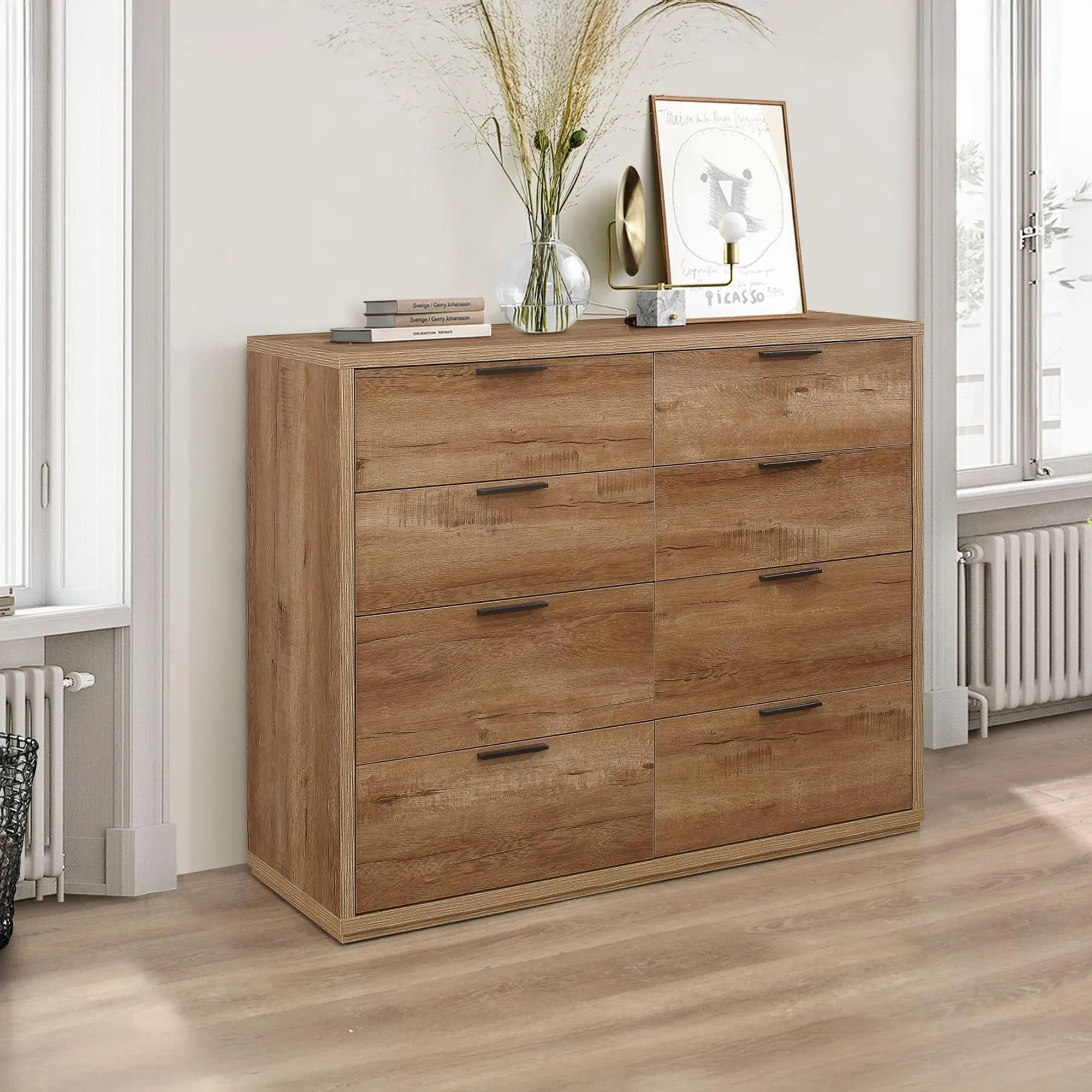 Stockwell 8 Drawer Chest - Rustic Oak
