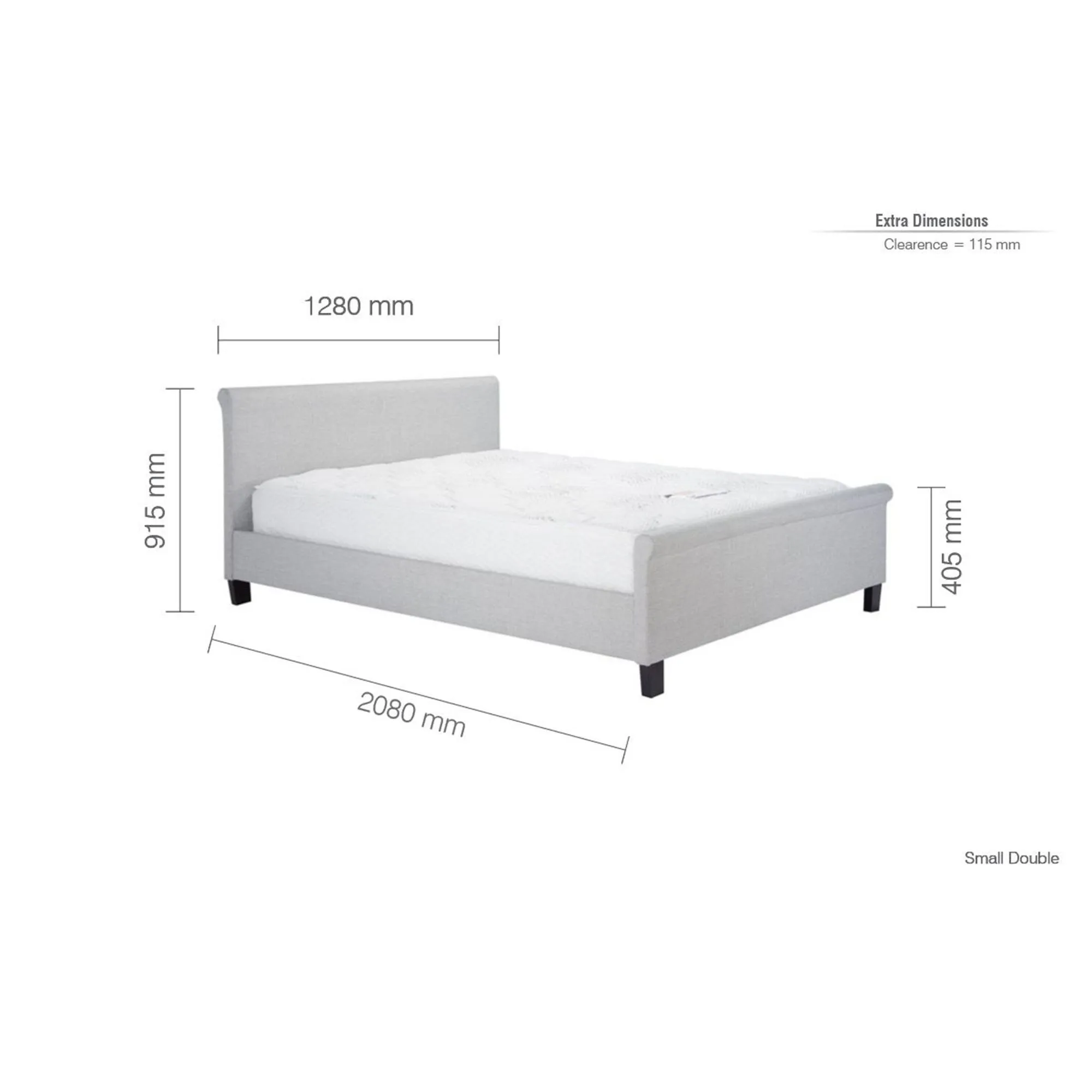 Stratus Fabric Bed Frame - Grey