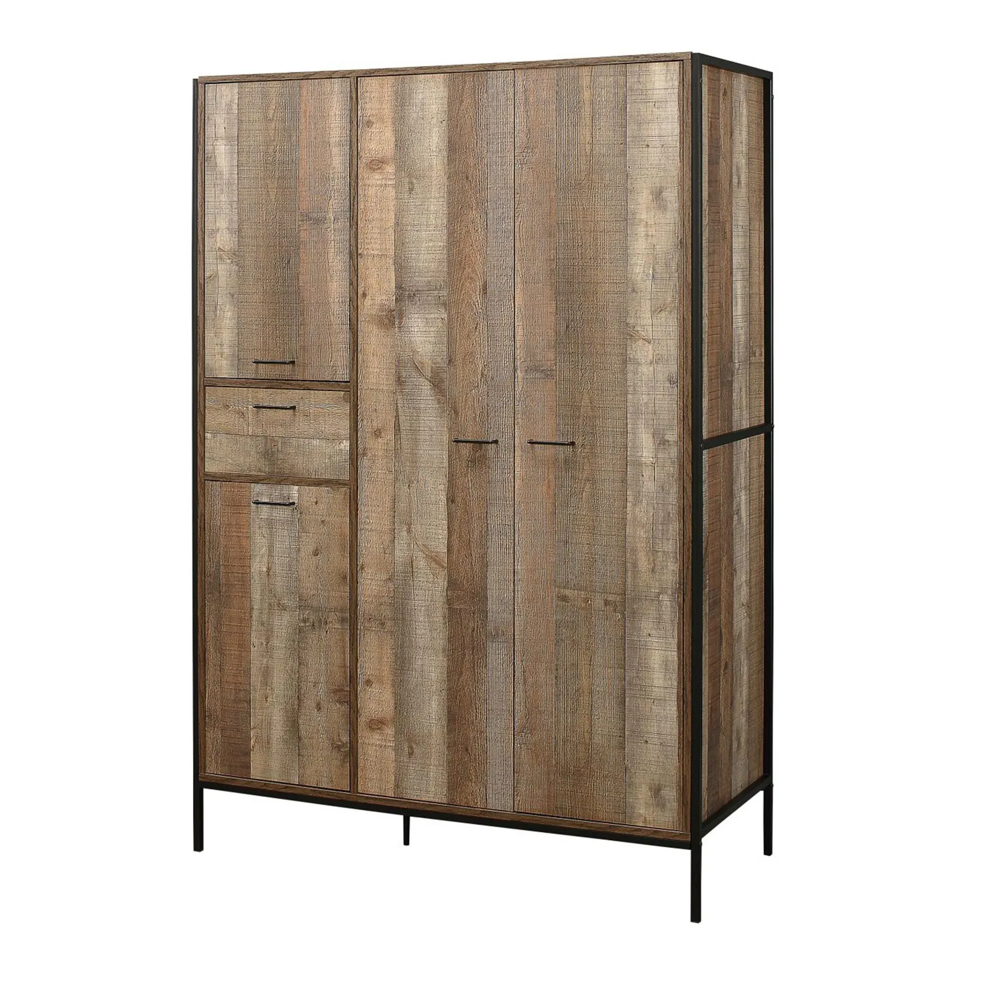 Urban Industrial 4 Door Wardrobe - Rustic