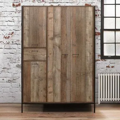 Urban Industrial 4 Door Wardrobe - Rustic image
