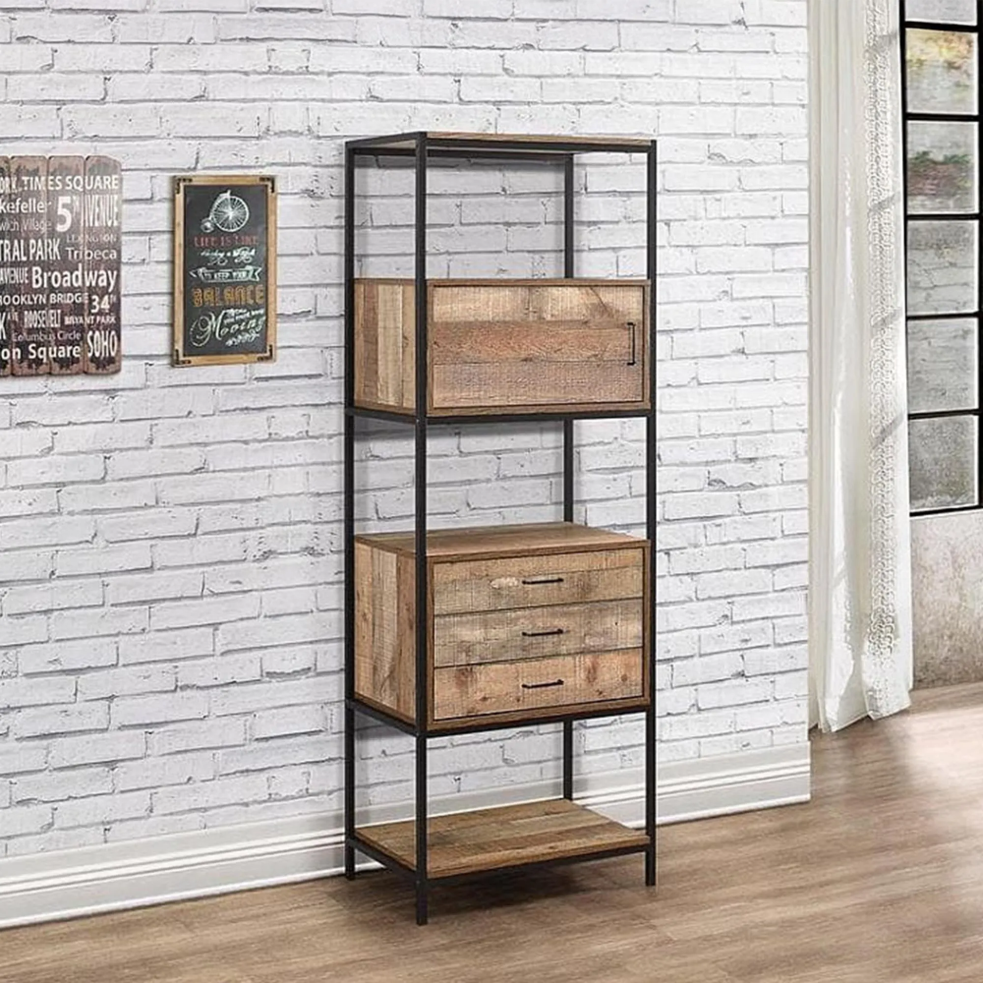 Urban Shelving Unit with Storage - Rustic