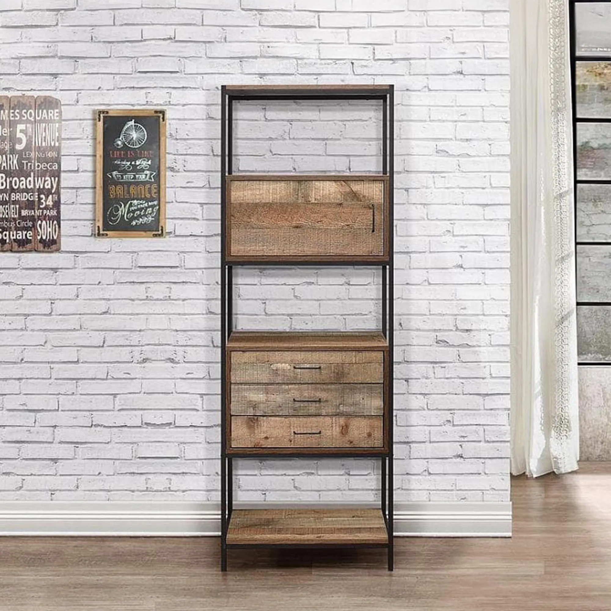 Urban Shelving Unit with Storage - Rustic
