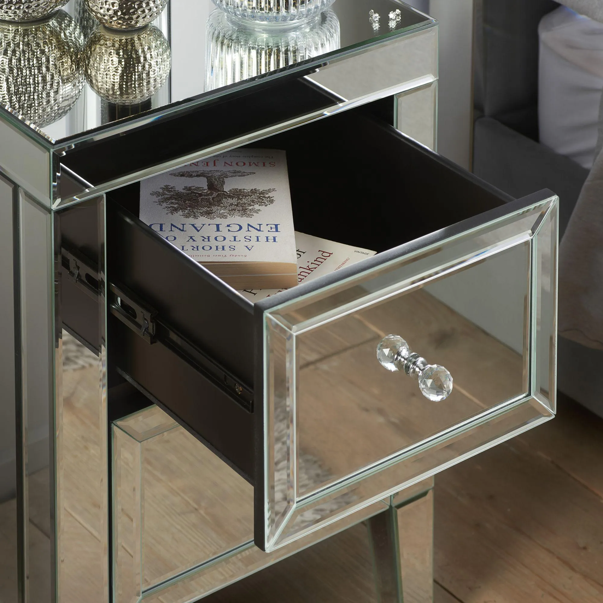 Valencia 2 Drawer Bedside Cabinet - Mirrored