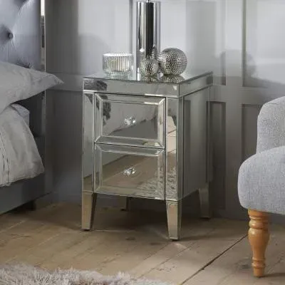 Valencia 2 Drawer Bedside Cabinet - Mirrored image
