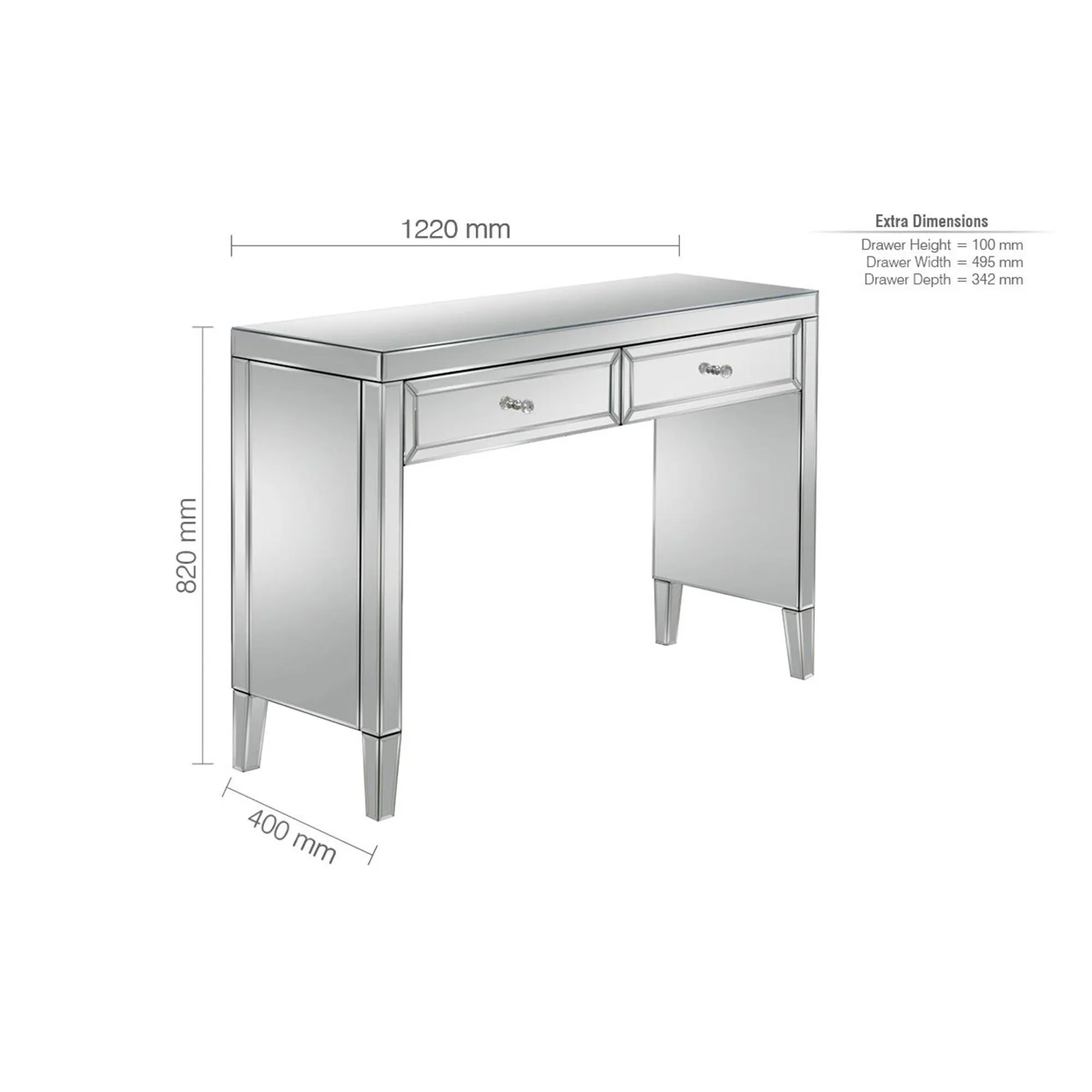 Valencia 2 Drawer Console Table - Mirrored