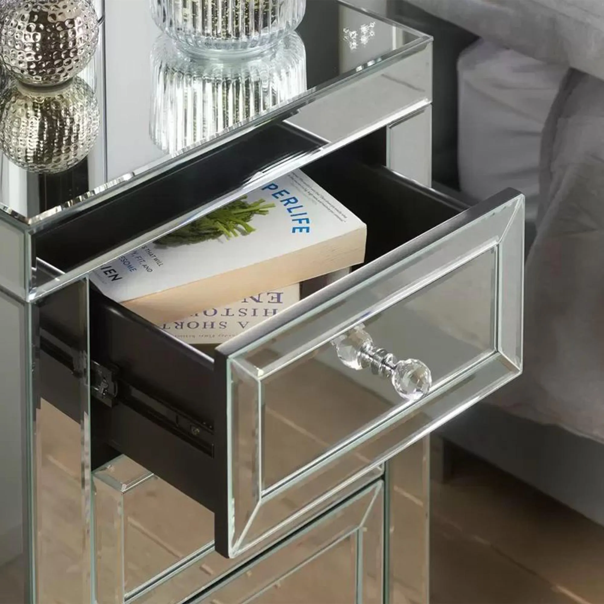 Valencia 3 Drawer Bedside Cabinet - Mirrored