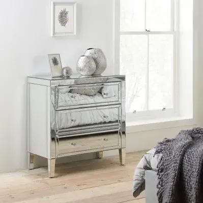 Valencia 3 Drawer Chest - Mirrored
