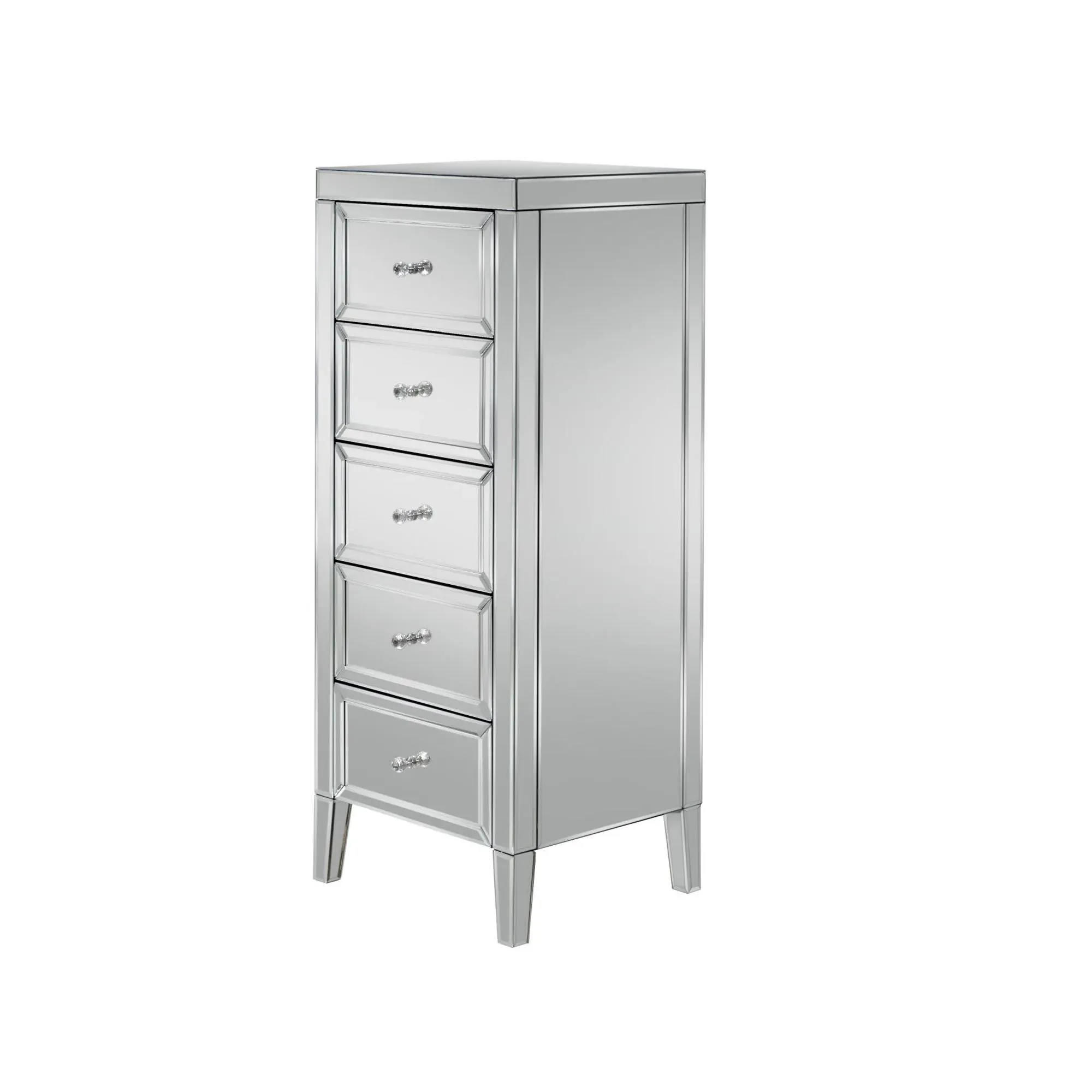 Valencia 5 Drawer Narrow Chest - Mirrored