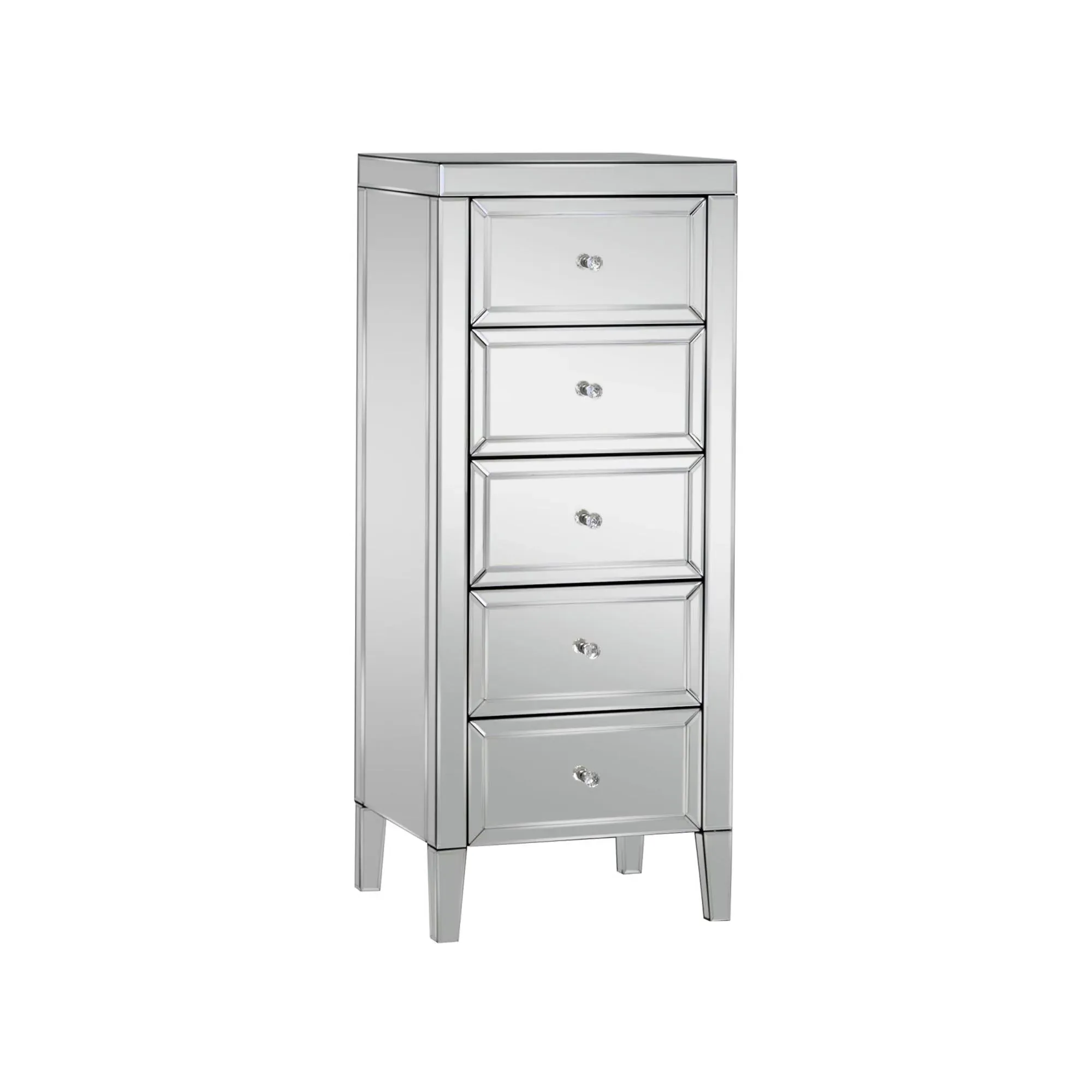 Valencia 5 Drawer Narrow Chest - Mirrored