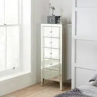 Valencia 5 Drawer Narrow Chest - Mirrored