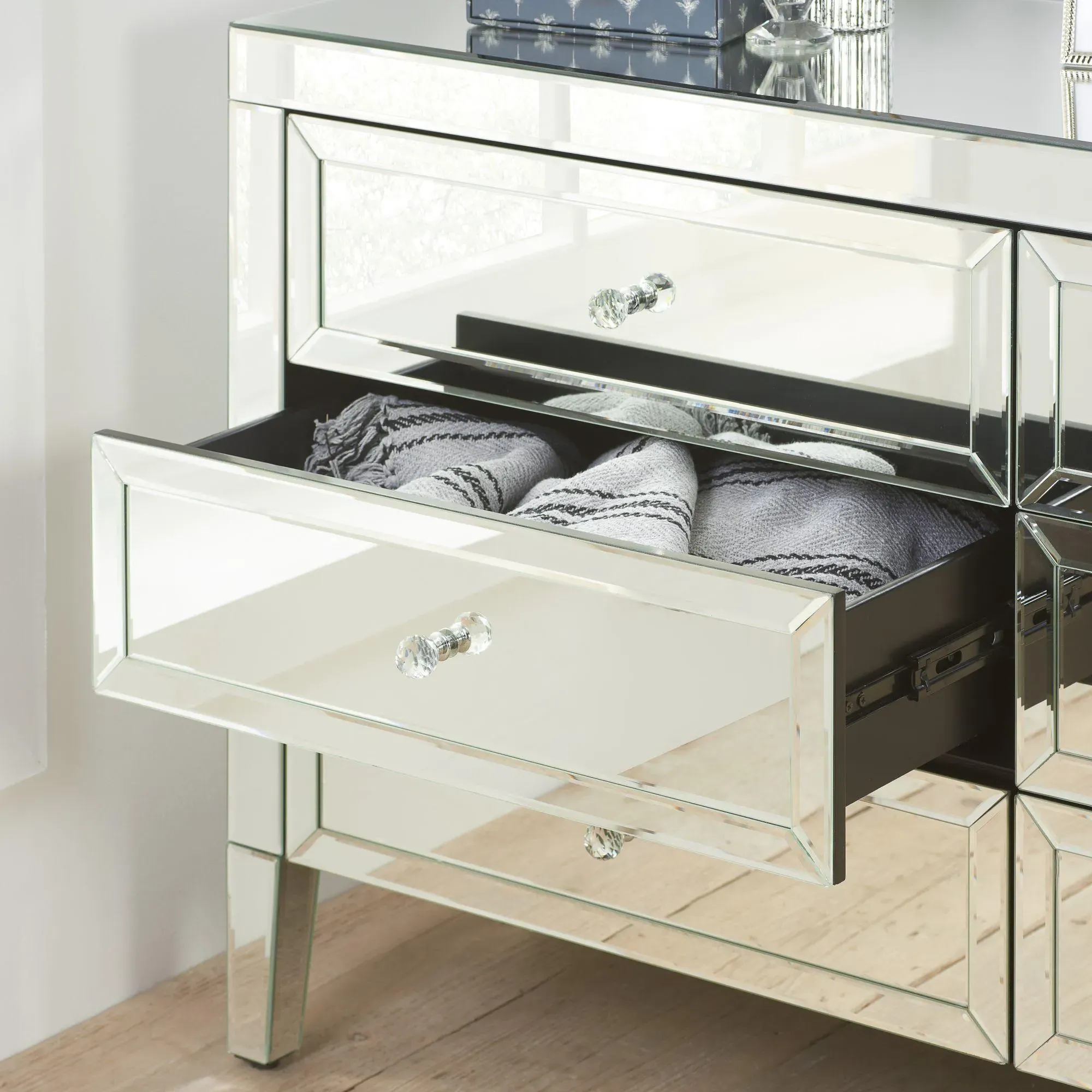 Valencia 6 Drawer Wide Chest - Mirrored