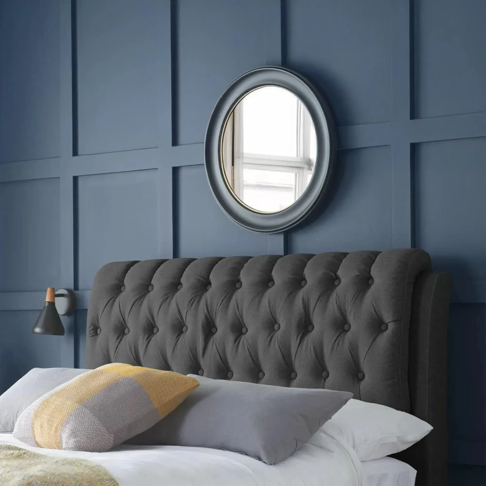 Valentino Fabric Bed - Charcoal