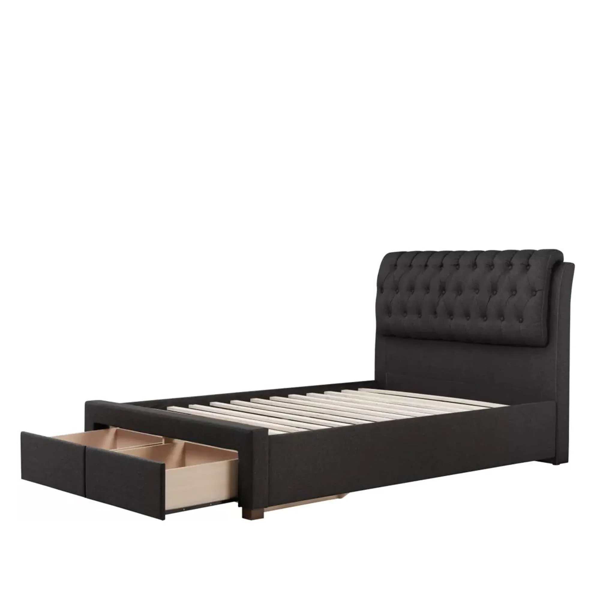 Valentino Fabric Bed - Charcoal