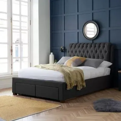 Valentino Fabric Bed - Charcoal image
