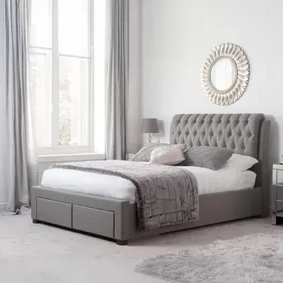 Valentino Fabric Bed - Grey