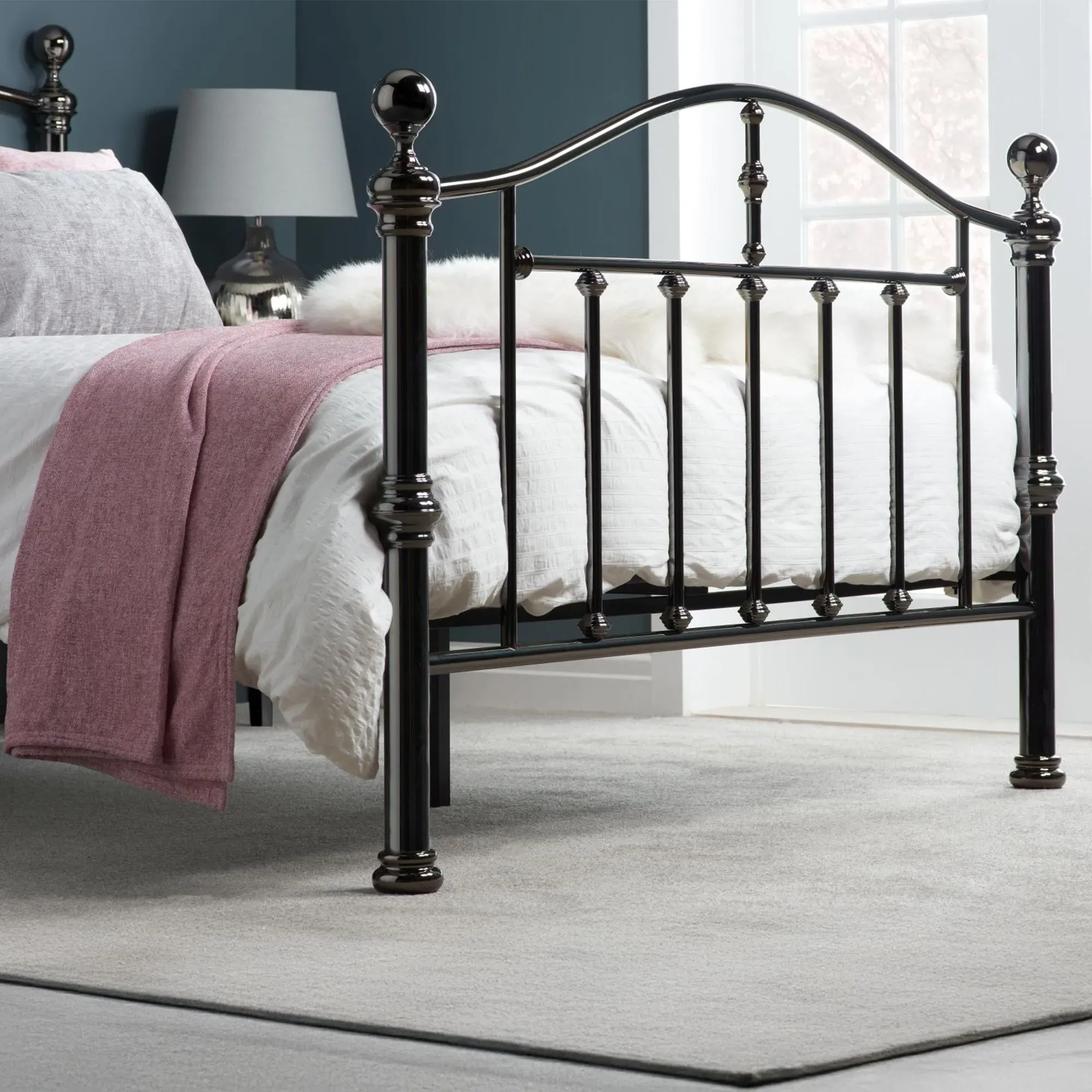 Victoria Metal Bed Frame - Black Nickel