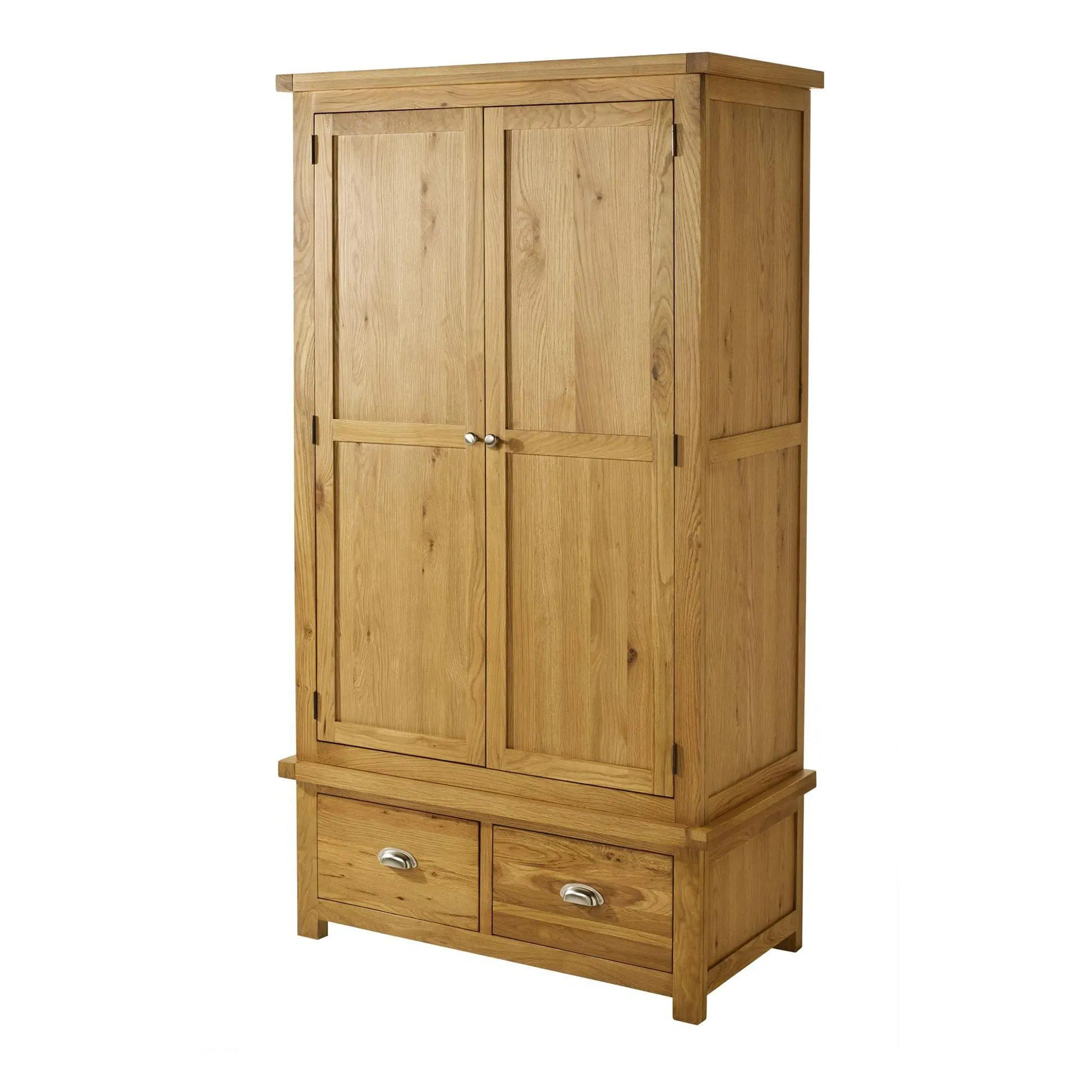 Woburn 2 Door Wardrobe with Drawers - Rustic, Oak