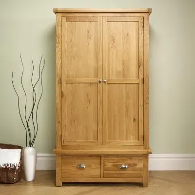 Woburn 2 Door Wardrobe with Drawers - Rustic, Oak