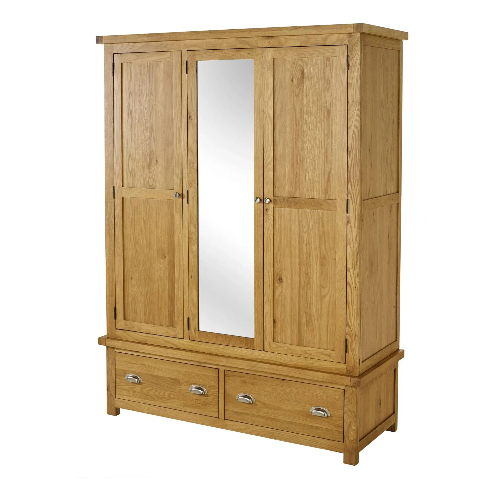 Woburn 3 Door Mirror Wardrobe - Rustic Oak