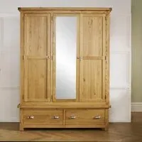 Woburn 3 Door Mirror Wardrobe - Rustic Oak