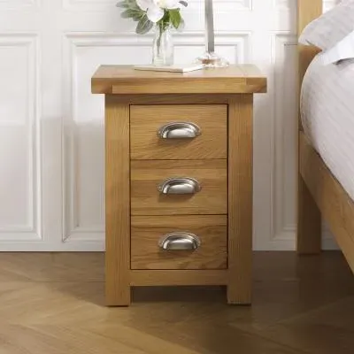 Woburn 3 Drawer Bedside Cabinet - Rustic Oak image