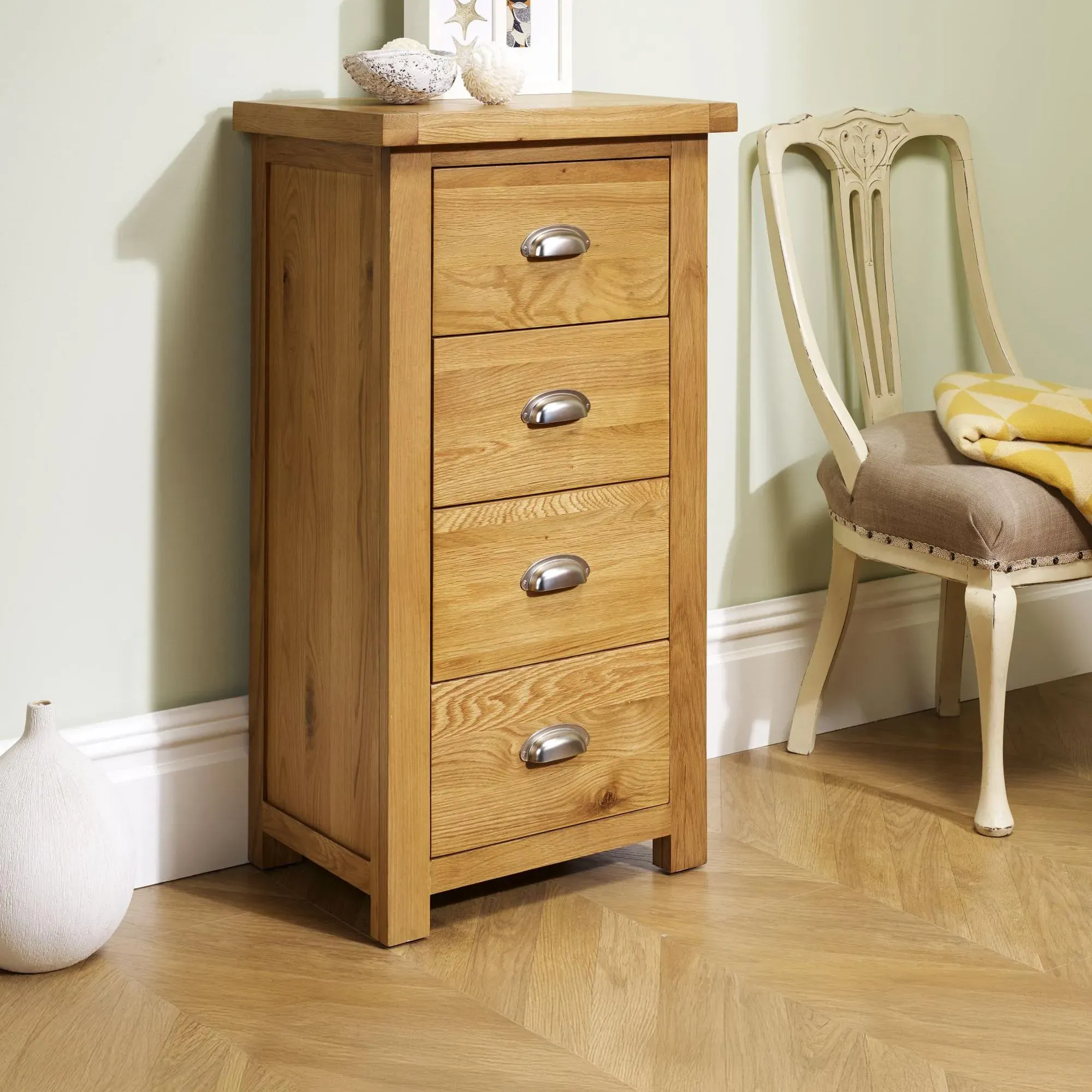 Woburn 4 Drawer Narrow Chest - Rustic, Oak