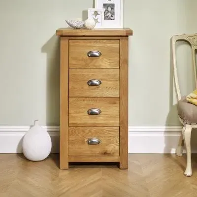 Woburn 4 Drawer Narrow Chest - Rustic, Oak image