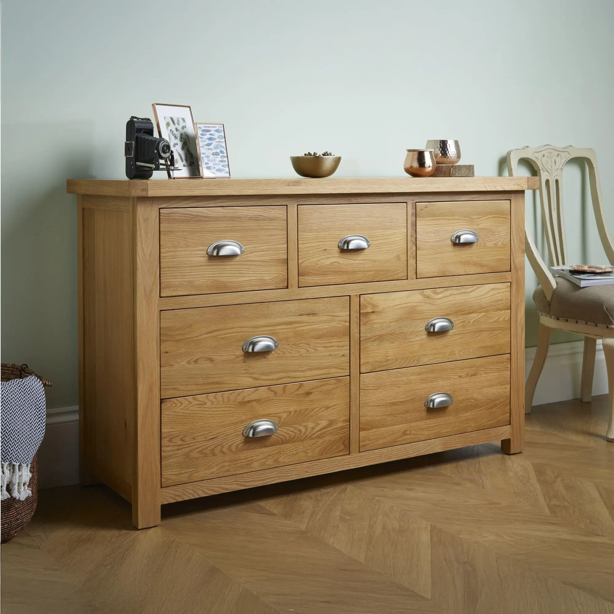 Woburn 4+3 Drawer Wide Chest - Rustic, Oak