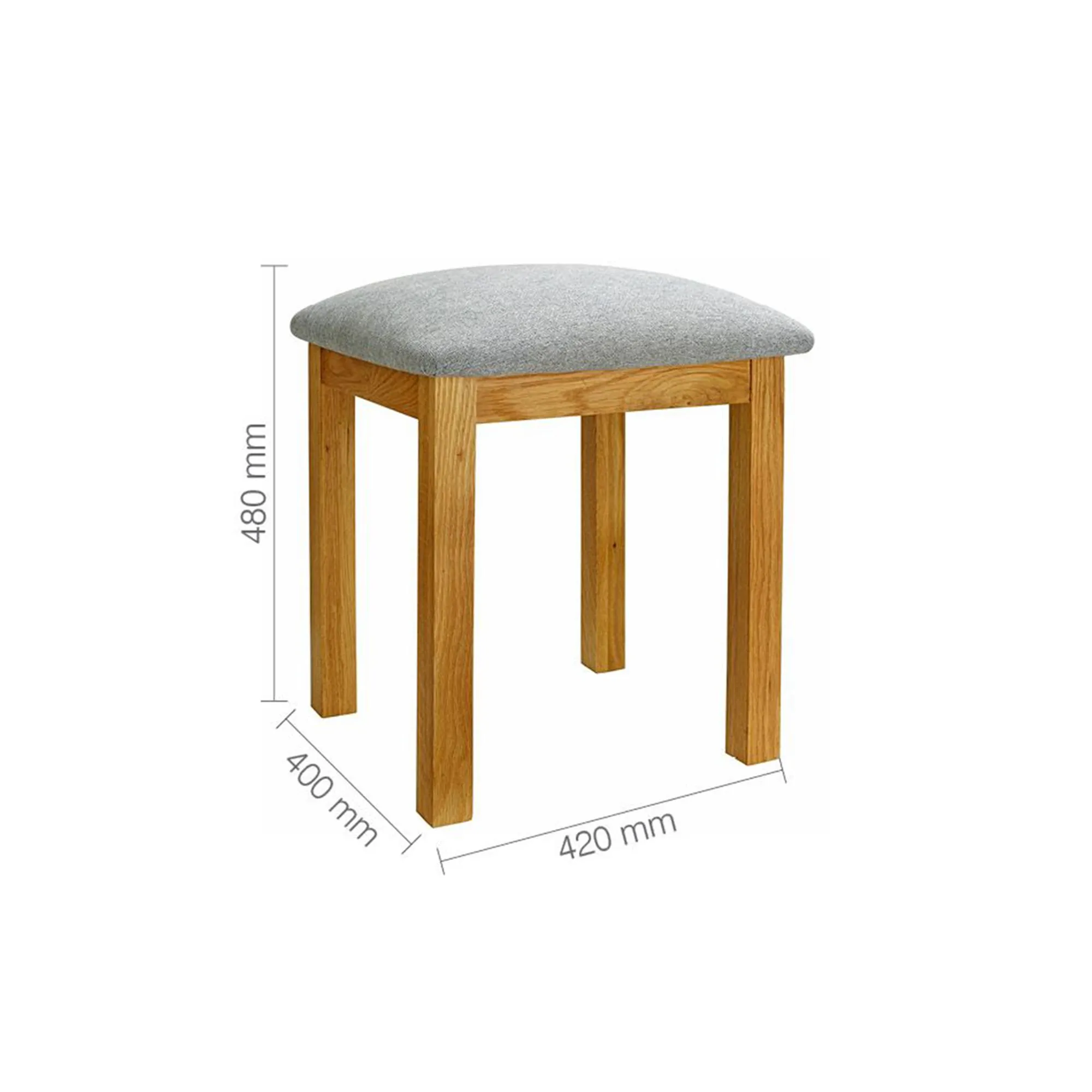 Woburn Padded Dressing Stool - Rustic, Oak