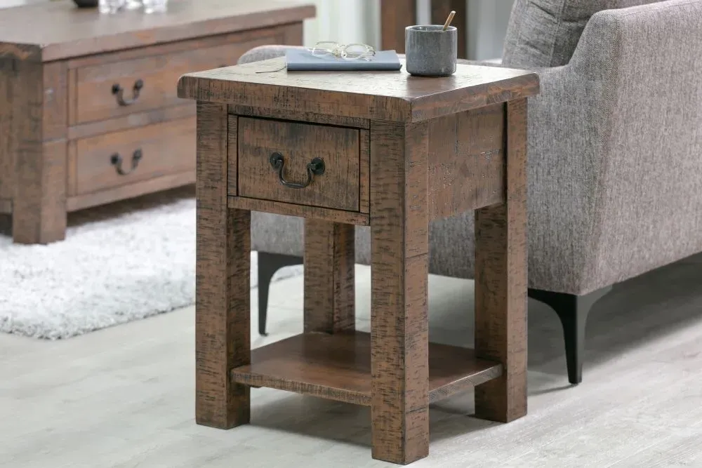 1 Drawer Lamp Table - Dark Pine