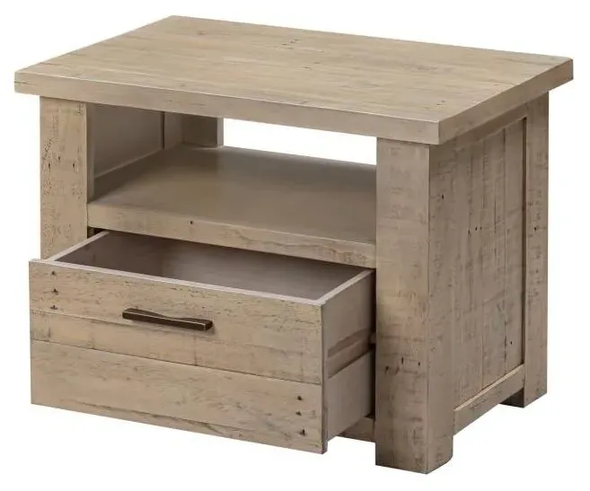 1 Drawer Lamp Table - Washed Grey, Reclaimed Pine