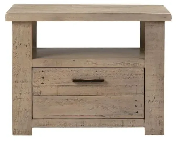 1 Drawer Lamp Table - Washed Grey, Reclaimed Pine