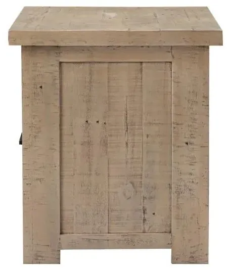 1 Drawer Lamp Table - Washed Grey, Reclaimed Pine