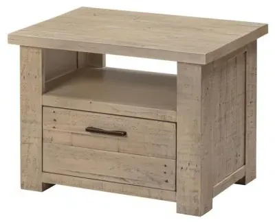 1 Drawer Lamp Table - Washed Grey, Reclaimed Pine image