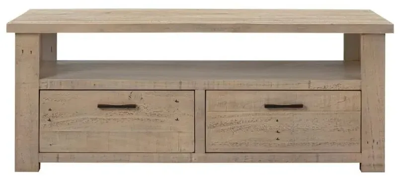 2 Drawer Coffee Table - Washed Grey, Reclaimed Pine