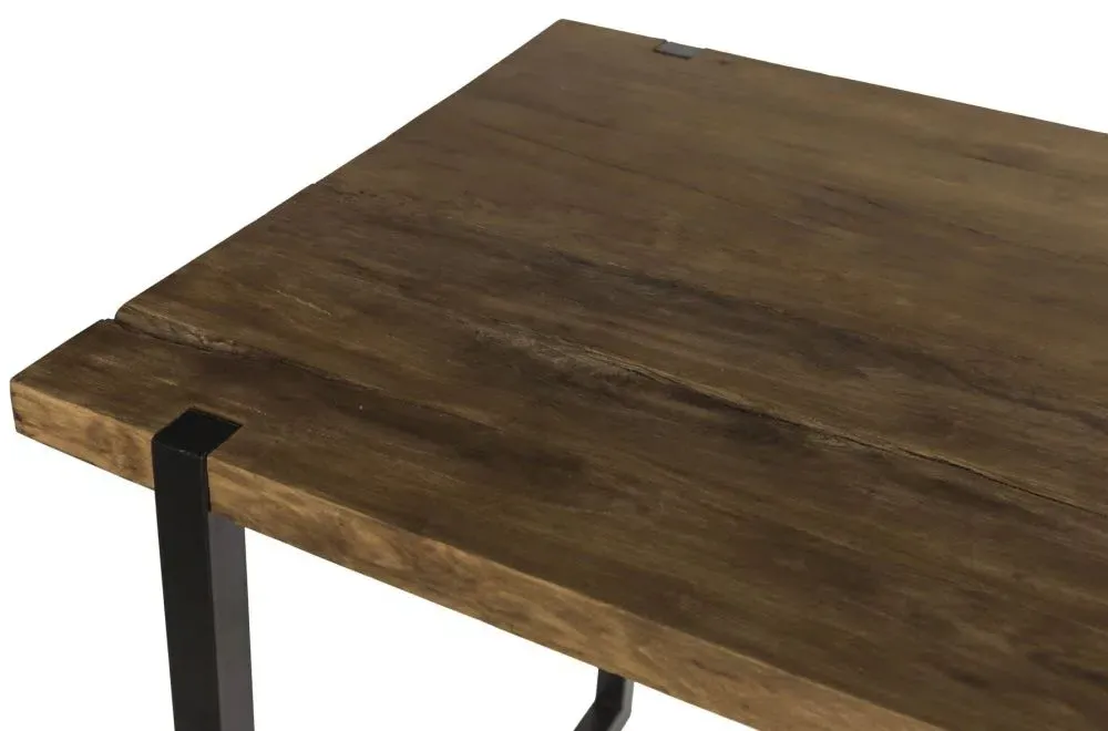 2-Seater Dining Table - Black, Reclaimed Teak