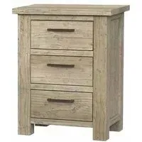 3 Drawer Bedside Cabinet - Washed Grey, Reclaimed Pine