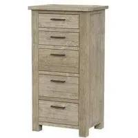 5 Drawer Tall Chest - Washed Grey, Reclaimed Pine