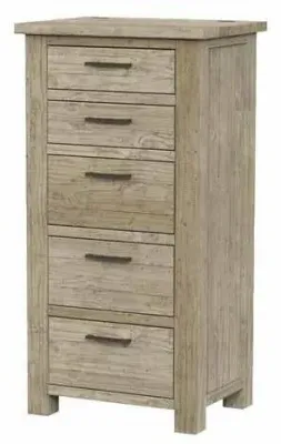 5 Drawer Tall Chest - Washed Grey, Reclaimed Pine image