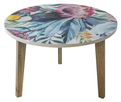Allentown Large Round Lamp Table - Bright Tropical Print