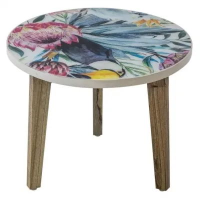 Allentown Medium Round Lamp Table - Bright Tropical Print
